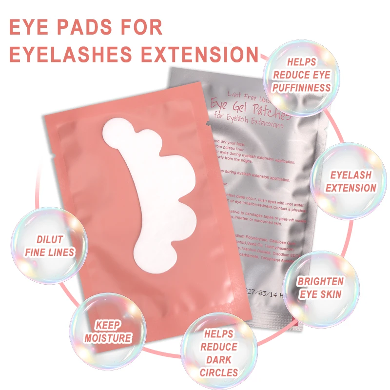 Almofadas para cílios em forma de nuvem, 50 pares, enxertadas, hidrogel, gel, sob almofadas para extensão de cílios, adesivo, ferramenta de maquiagem