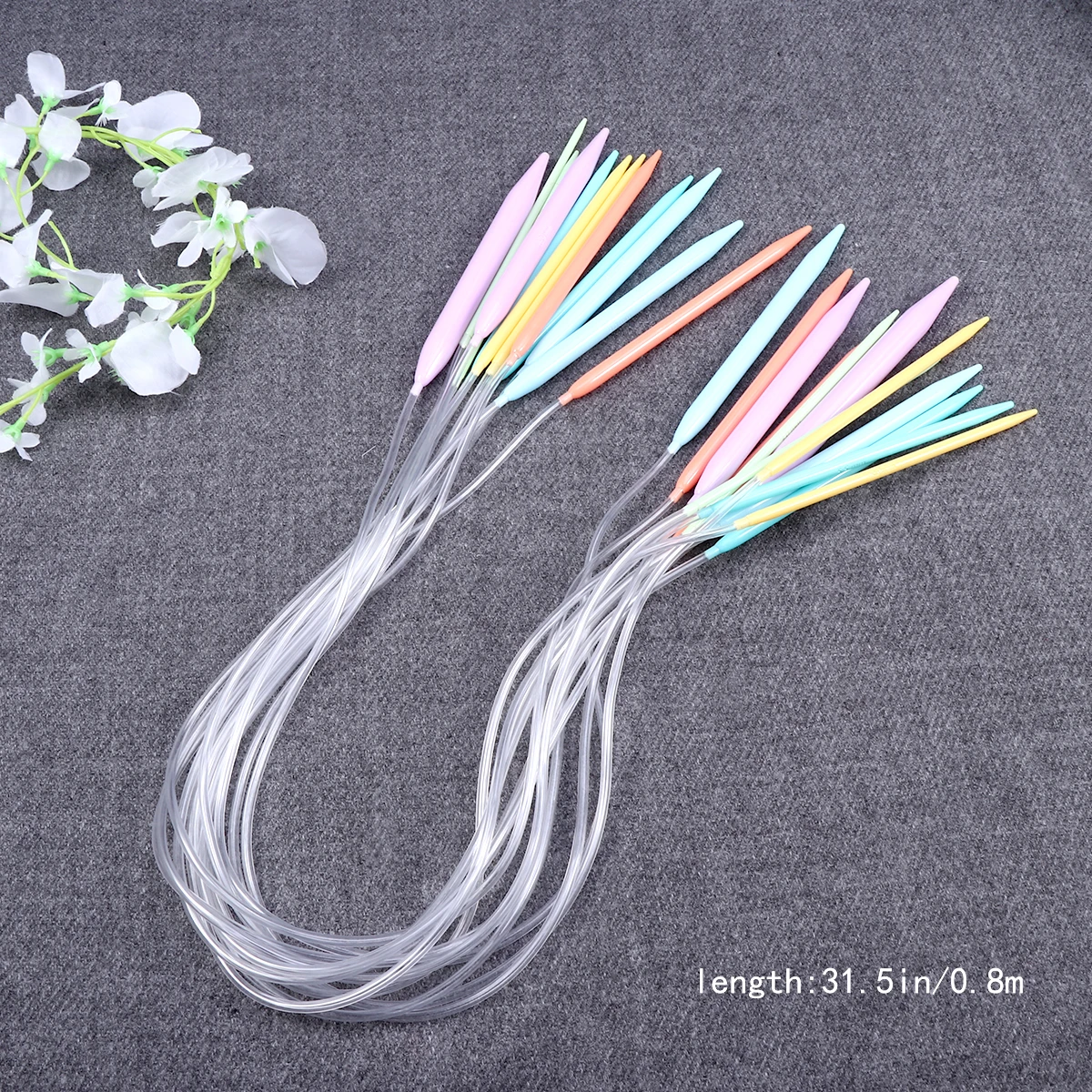 

12pcs Colorful Tube Circular Knitting Needles 3 5MM 12 0MM ABS Plastic Lightweight Knitting Tools Crochet Ring Interchangeable