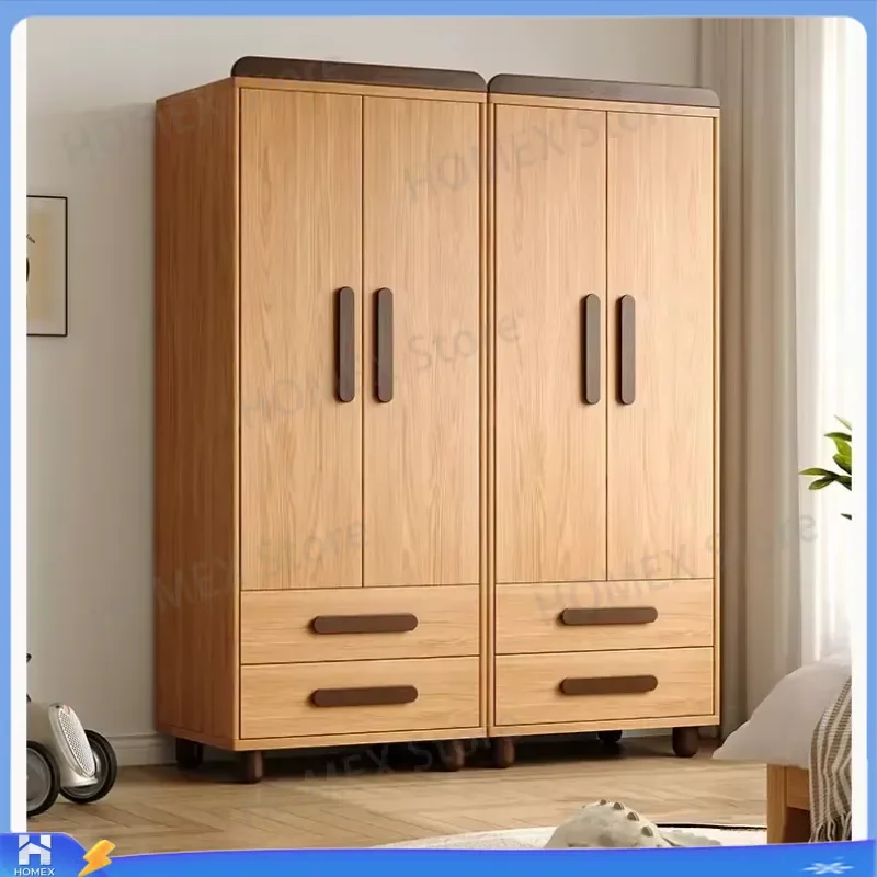 Modern Simple Wooden Wardrobe Full Height Flat Panel Closet Independent Unit Design Large Capacity Storage Cabinet for