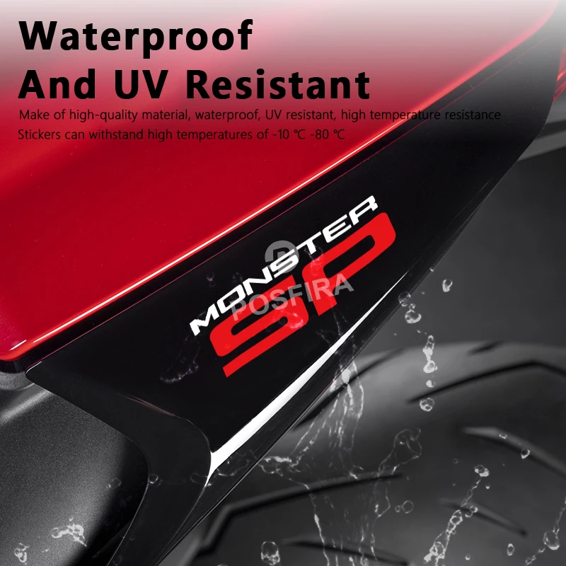 POSFIRA Motorrad-Aufkleber, wasserfeste Aufkleber für Ducati Monster 937 SP, Zubehör 2023–2024, Vinyl-Motorrad-Aufkleber
