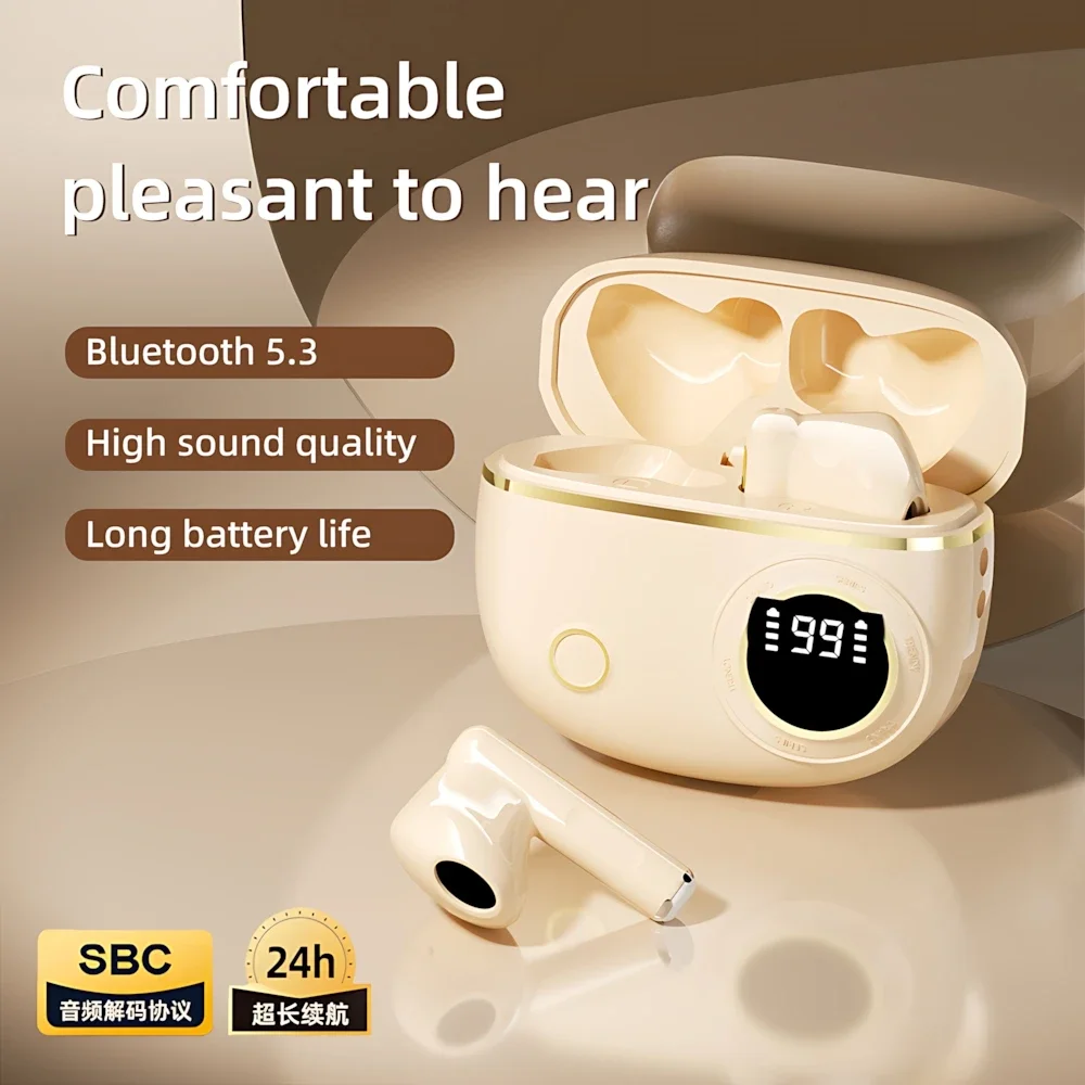 TWS Wireless Bluetooth Headset LED Dislpaly Binaural Waterproof Noise Reduction Earphone Sports Stereo Noise Canceling Headphone