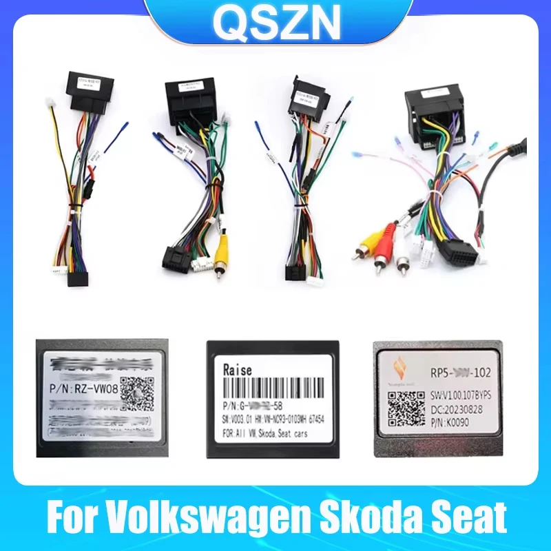 Android Wiring Harness Power Cable Adapter with Canbus Box For Volkswagen Skoda Seat Golf 5/6/Polo/Passat/jetta/Tiguan/Touran