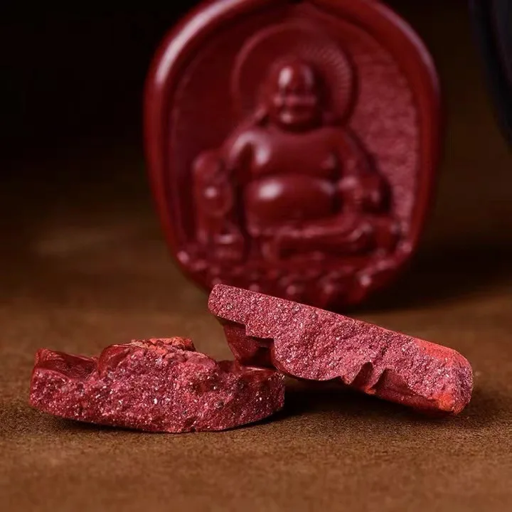 Natural Vermilion Maitreya Buddha Pendant Laughing Buddha Necklace for The Zodiac Year Purple Gold Sand Buddha Statue Amulet