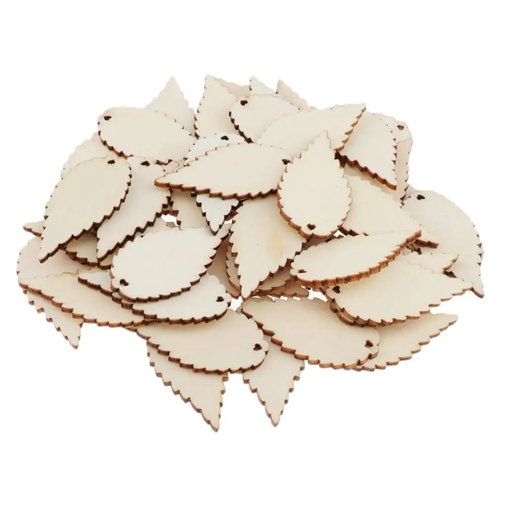 50pcs Sheets 50x26 Mm Unfinished Pieces of Wood Wooden Discs