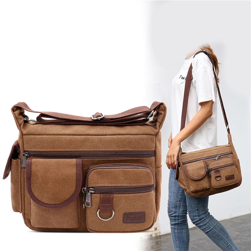 

Men‘s Messenger Bag Canvas Vintage Water Resistant Waxed Crossbody Bags Briefcase Padded Shoulder Bag For Male Handbag New