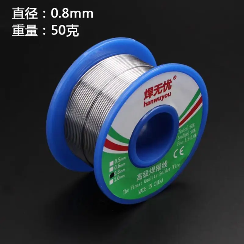 Bobine de fil à souder 0.5mm 0.6mm 0.8mm 1mm 60/40, noyau de colophane, fil à souder en étain, Flux de soudure 1.5-2.0%, fil de fer 50g