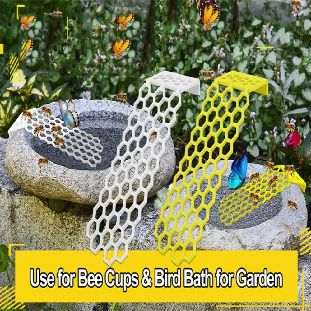 Plastic Floating Bee Ladder Yellow White Bee Water Catcher Cups Thirsty Pollinators Bee Water Catcher for Garden