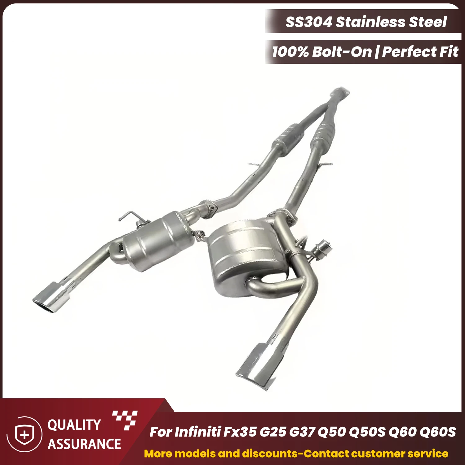

Sporty Exhaust Sound ECCF Catback Exhaust for Infiniti Fx35 G25 G37 Q50 Q50S Q60 Q60S Performance Upgrade Easy Installation