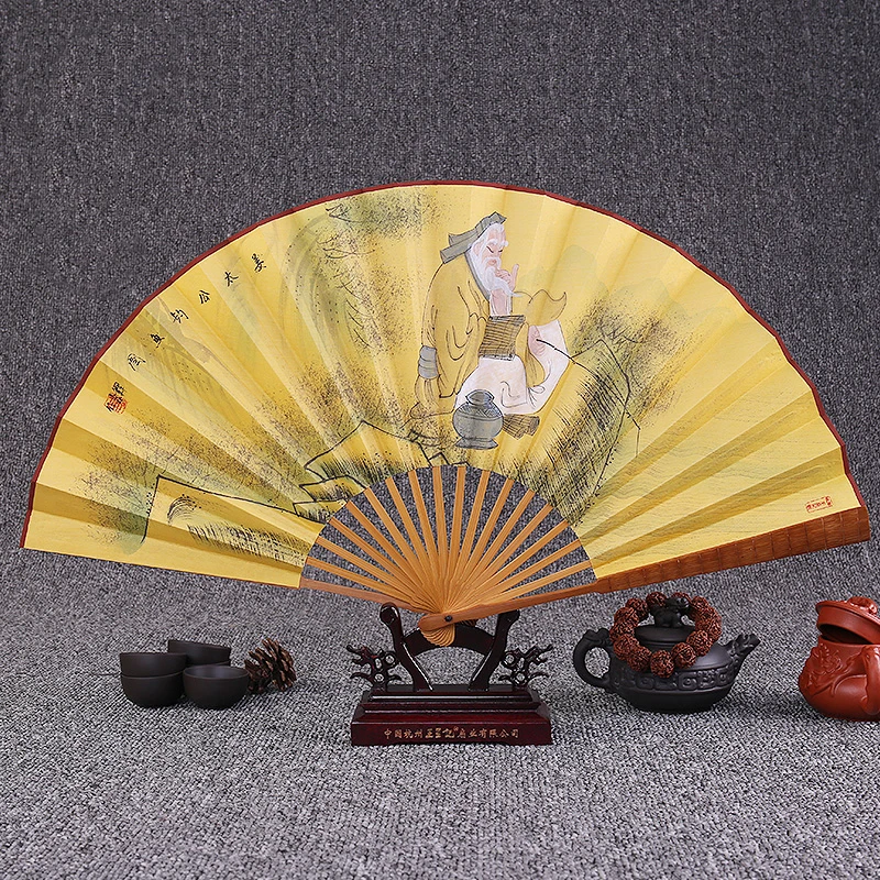 

Men's Folding Fan Chinese Landscape Calligraphy and Painting Portable Fan Portable Outdoor Play Hand Fan Household Craft Fan