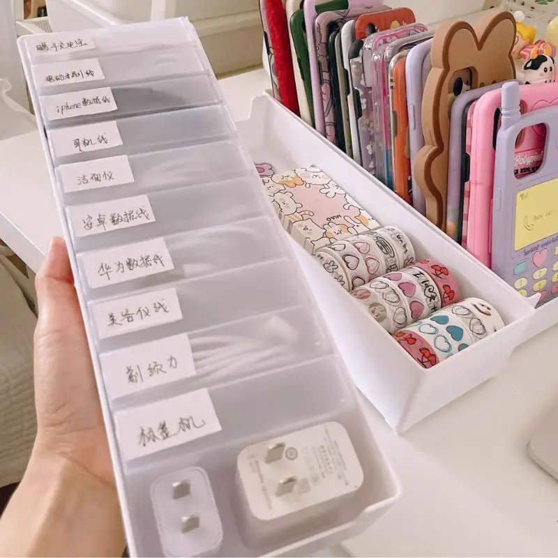 Mini Plastic Box Rectangular Box Translucent Box Drawer Organizer Container Washi Tape Stickers Box Art Tool Case Stationery