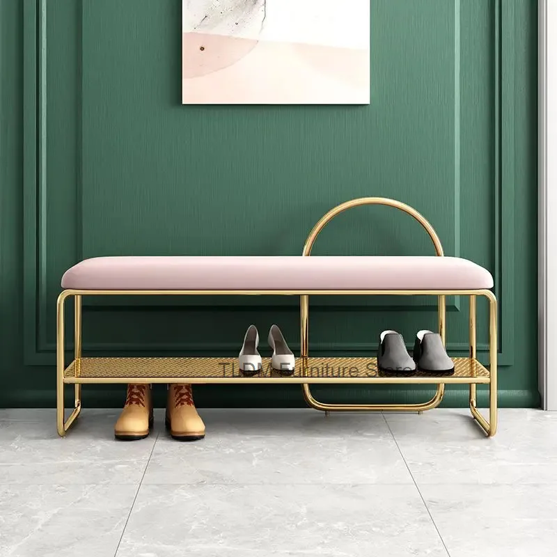 Integrated Stools Light Luxury Soft Bench Shoe Changing Stool Pack Cabinet Household Entrance Shoe Door Shoe Changing Stools