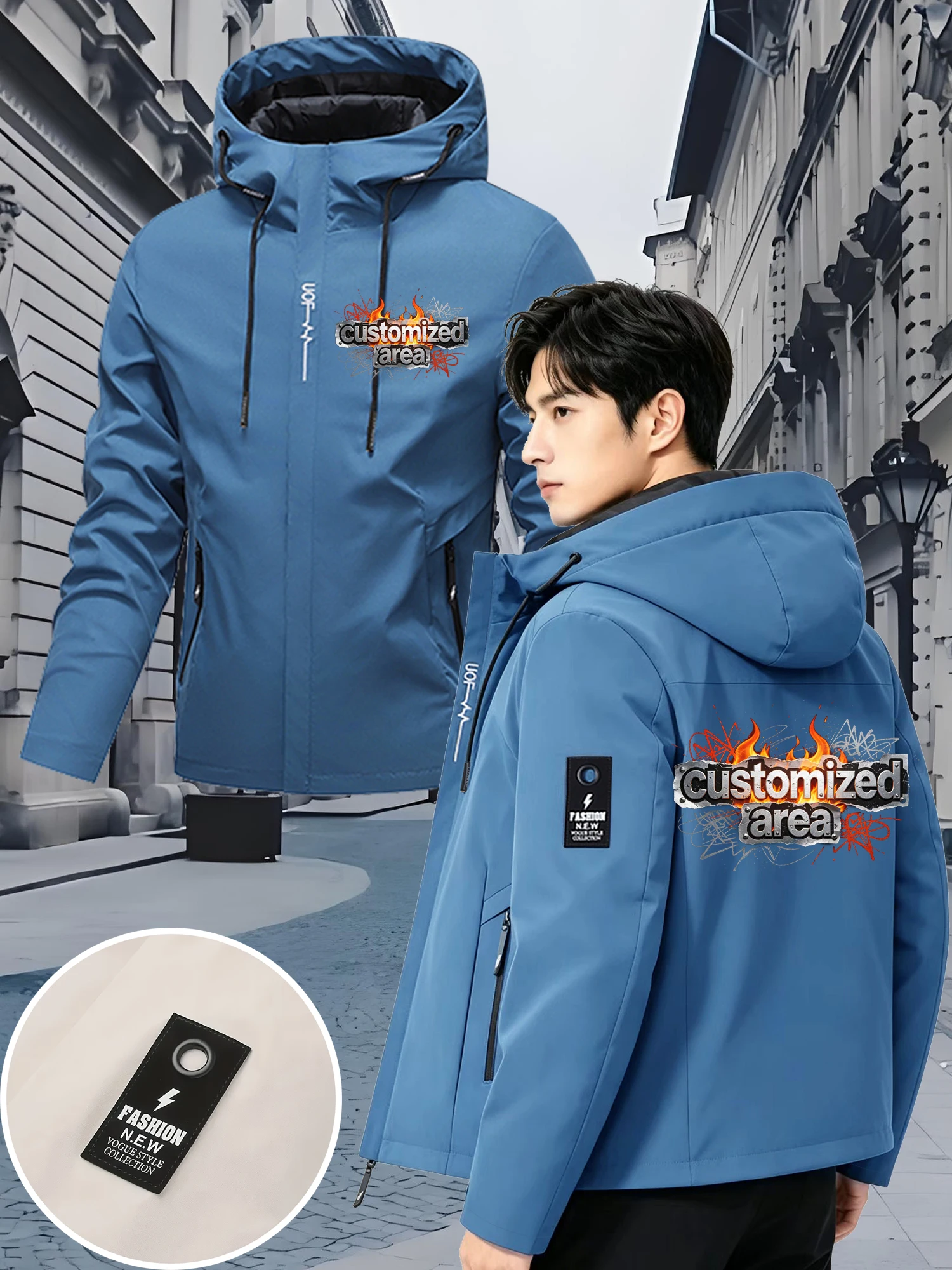 Windproof jacket 【 Customization 】 Customizable text/pattern, zipper closure, preferred for all-weather outdoor windproof