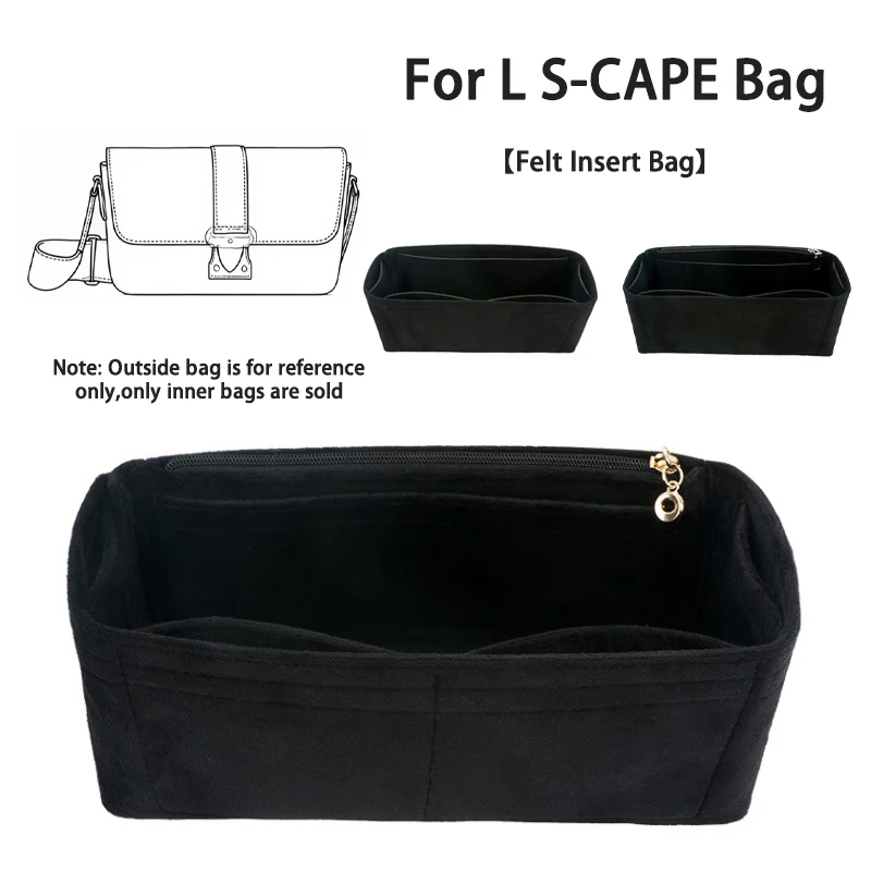 EverToner Felt Insert Liner Organizer with Zipper Pockets For L S-Cape Purse Organizer To Keep Everything Neat Bolsa