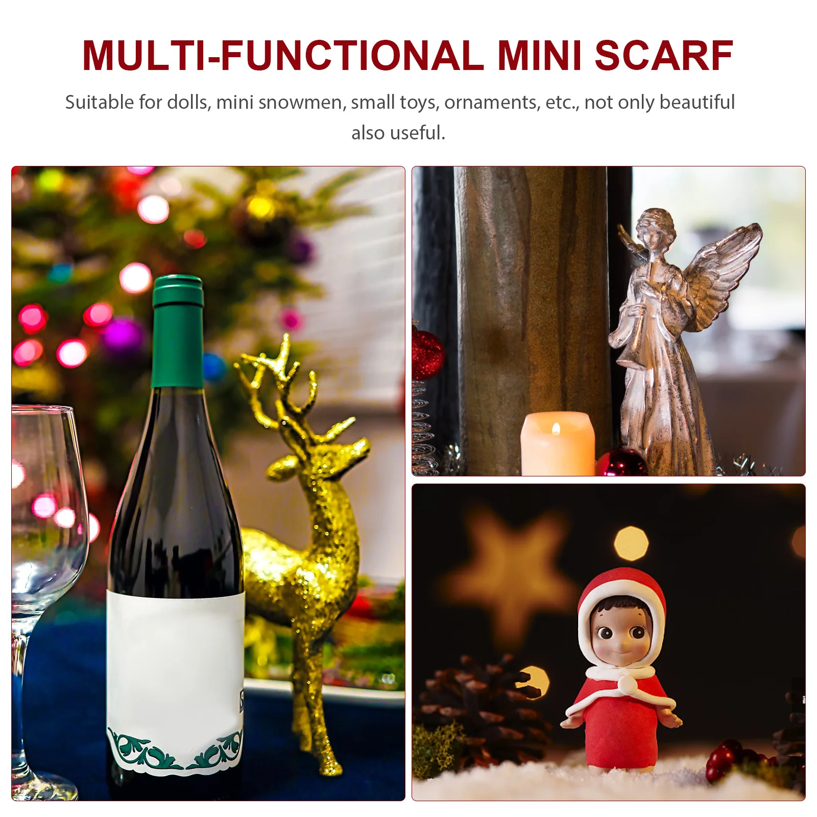

Adorable 8Pcs Knit Mini Scarf Set For Bottles Holiday Decorations Accessories