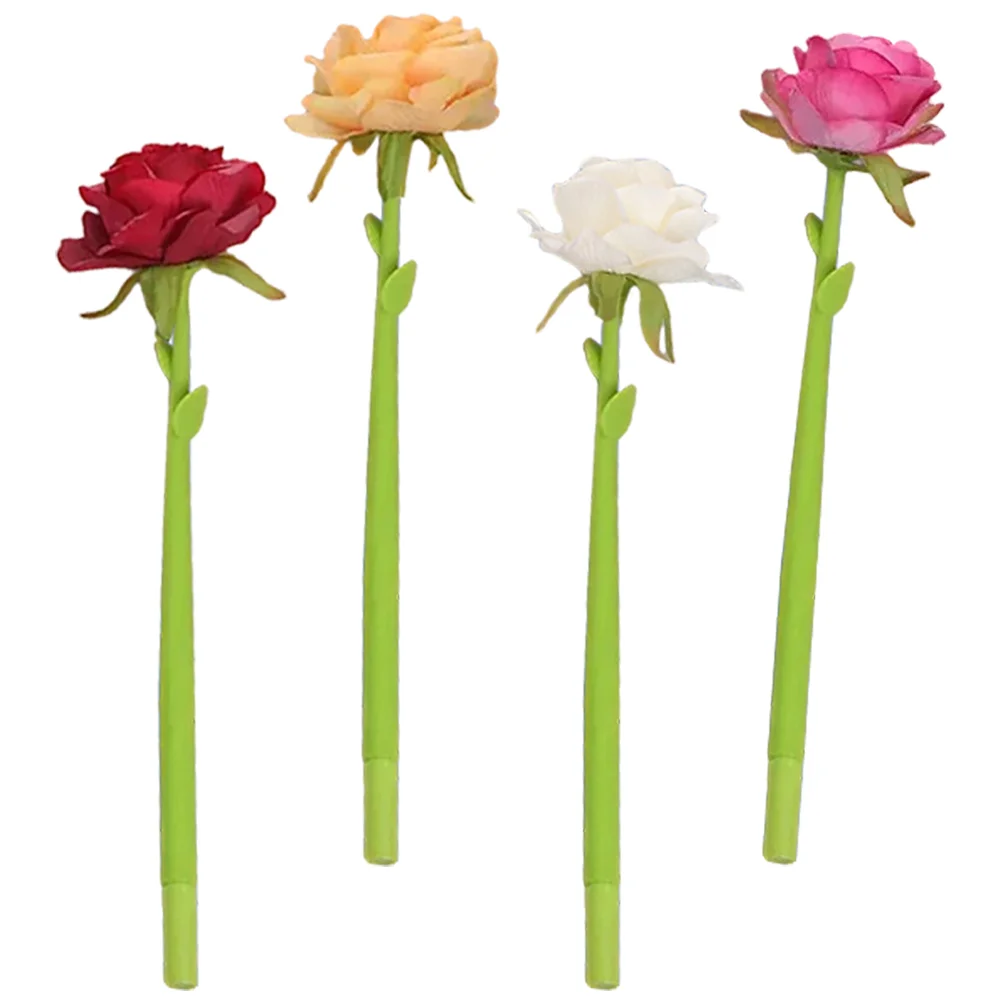 4 Pcs Writing Ballpoint Student Fountain Ink Refill Cloth Flowers Lifelike Pens