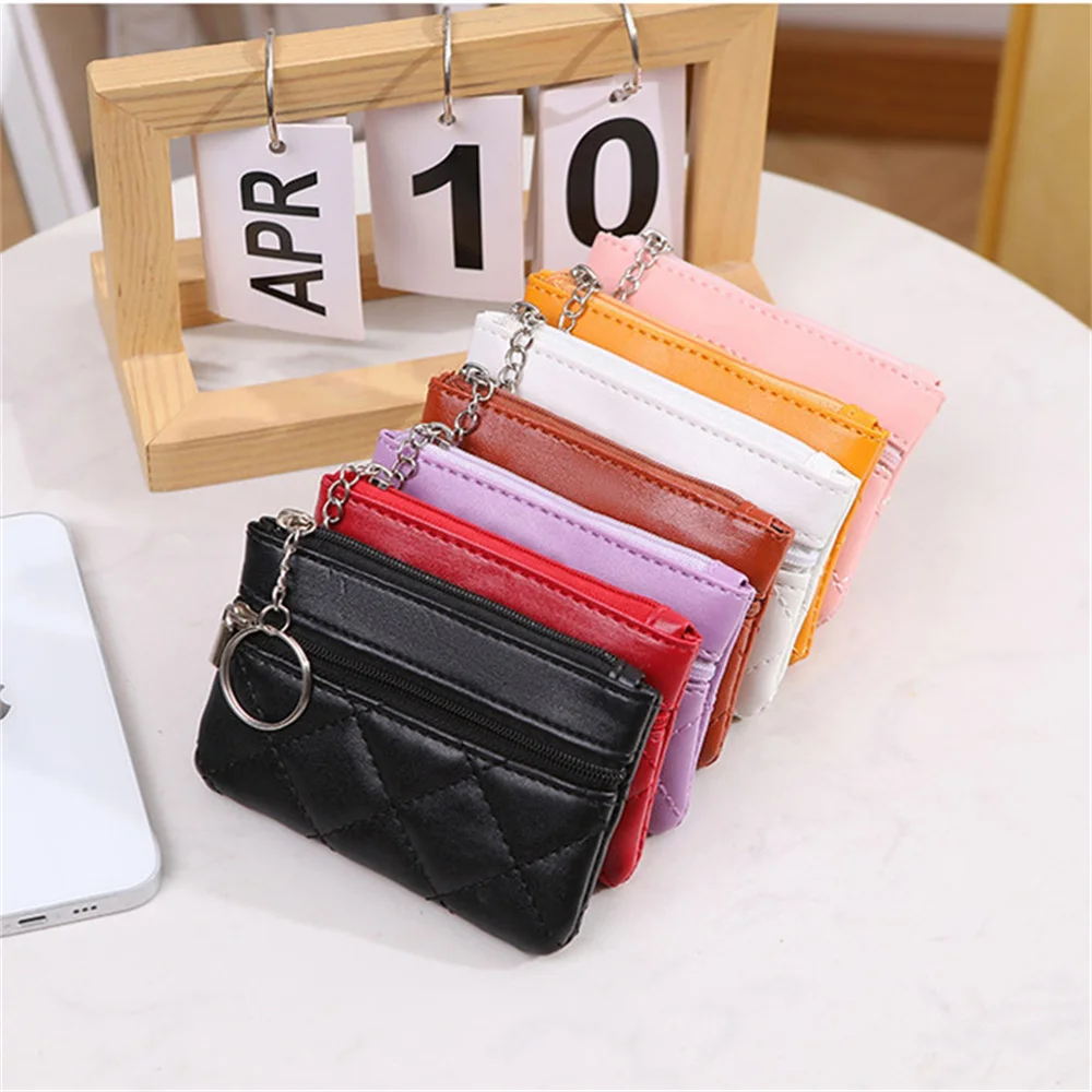 PU Leather Wallets with Key Ring Multifunctional Small Credit Card Pouch Coin Purses Fashion Short Wallets