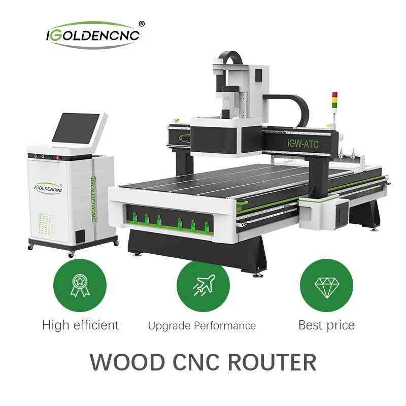 Routeur à bois CNC, changeur d'outils automatique, calcul, travail, coupe, machine à rainurer, 3 axes, 1325 Atc, 8x4
