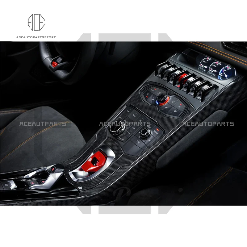 Car Decoration Interior Dry Carbon Fiber Center Console Gear Strip Trim Cover For Lamborghini Huracan Lp580 Lp610 LP640