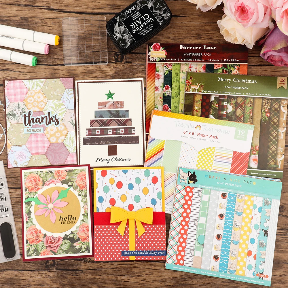 12 Sheets Vintage Flower Paper Pad 6X6Inch Scrapbooking Background Single Sided Patterned Cardstock for Card Making Diy Craft