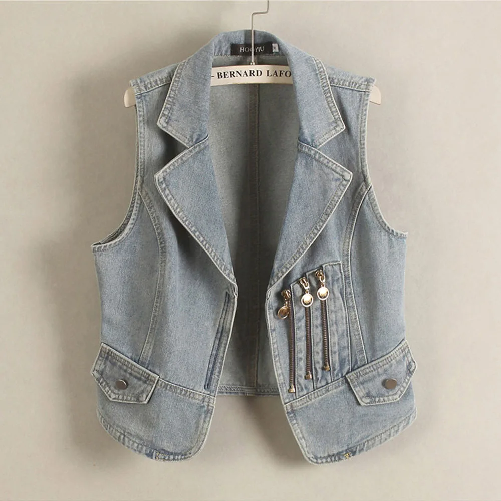 

Новый джинсовый жилет без рукавов с отложным воротником, приталенный силуэт, укороченный топ, весна-лето, женская повседневная одежда