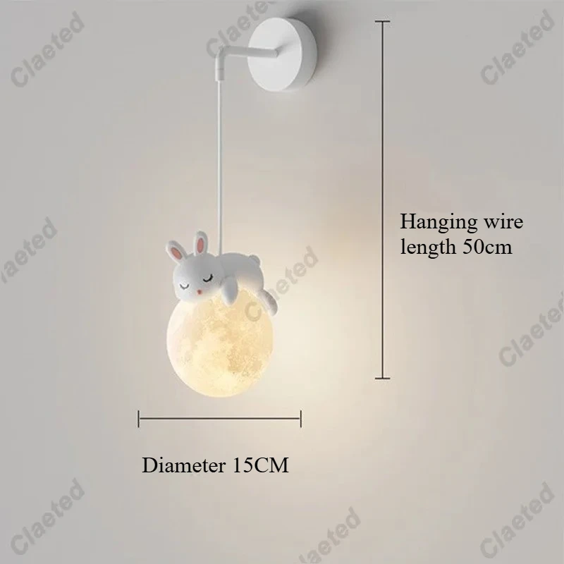 Creative Moon Cartoon Animal LED Pendant Light for Children and Babies Bedroom Bedside Lighting and Decorative Light Fixtures