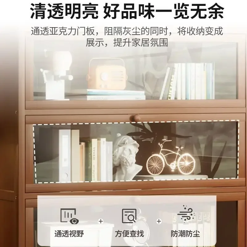 Dust-proof bookshelf Floor-to-ceiling household living room Student door Multi-layer shelf Children's storage Simple
