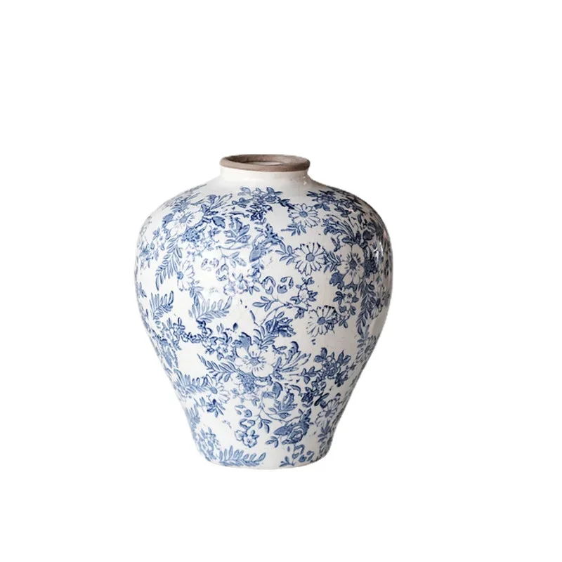 Hot Sale Ceramic Flower Vase, Chinese Ice Crack Pot, Elegant Living Room Decoration, New Style Flower Arrangement 120