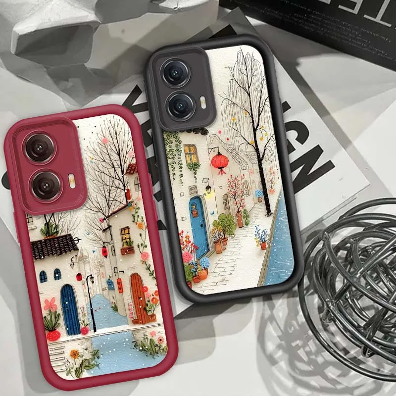 

Art Flower House Popular Phone Case For Motorola G85 Edge 50 G24 G35 E14 G04 G34 G Stylus G54 G13 G32 G14 5G Eye Ladder