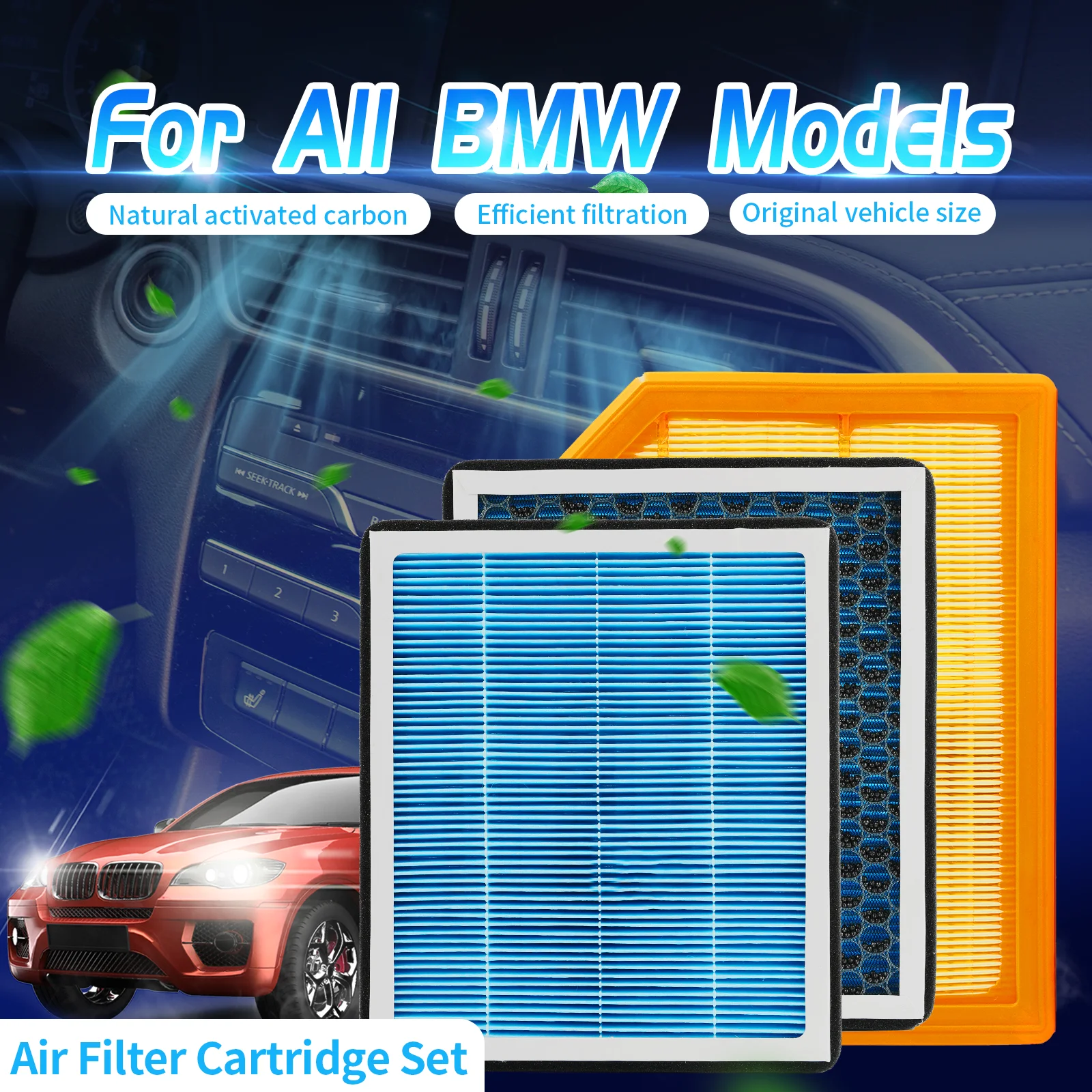 

Air Filter For BMW Car E87/F20/F40/F22/E30/E36/E46/E90/E91 Carbon Activated PM2.5 Cleaner Air Filter Conditioner Replacement Kit