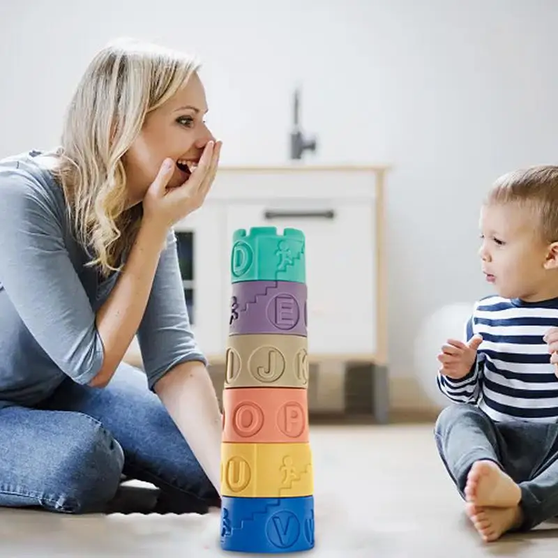 Montessori układanie zabawek interaktywne zabawki do budowania dla dzieci gryzak zabawki Montessori umiejętności motoryczne