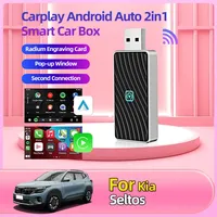 For Kia Seltos Auto AI Box 2in1 Mini Adapter Plug And Play Dongle Wired to Wireless Carplay&Android Fast Connect Car Accessories