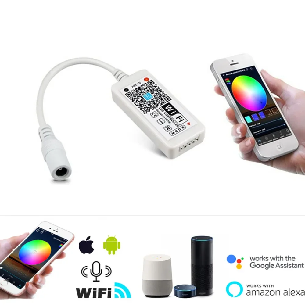 

Контроллер Wi-Fi RGB/RGBW, 2 шт., DC5-24V, для светодиодных панелей и лент, с функцией таймера, 16 миллионов цветов, управление со смартфона