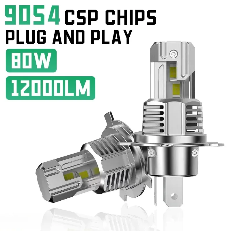 

2PCS H4 LED Headlight 6000K Super Bright Bulbs High & Low Beam 80W 12000LM Plug&Play 12V Fit Instantly Ship Free 1 Year Warranty