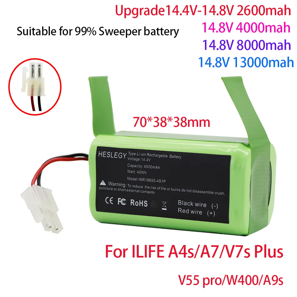 Batteria Li-leone da 14,8 V per ILIFE A4s/A7/V7s Plus/V55 Pro/W400/A9s PX-B020 CR130 Parte Robot Aspirapolvere 14.8 v 4000 mAh Batterie