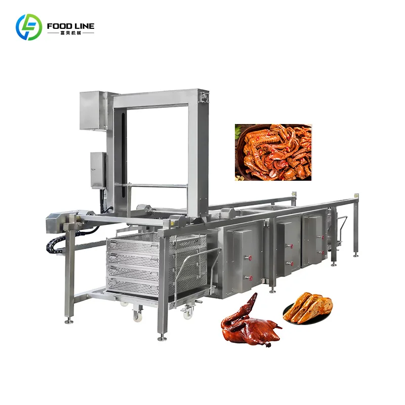 Fully Automatic Marinating & Cooking Line High Capacity Continuous Cooker Uniform Heating Tunnel Oven