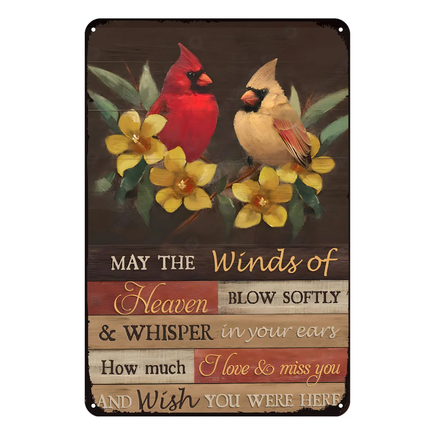 Aenaon Cardinal Bird May The Winds of Heaven Tin Signs Retro Funny Vintage Decor for Home Bar Room Diner Garage Kitchen