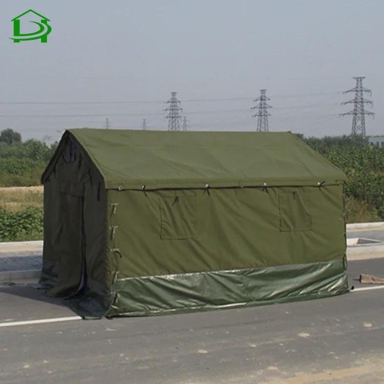 Tienda de campaña de lona doble verde con marco de acero impermeable para invierno al aire libre a la venta