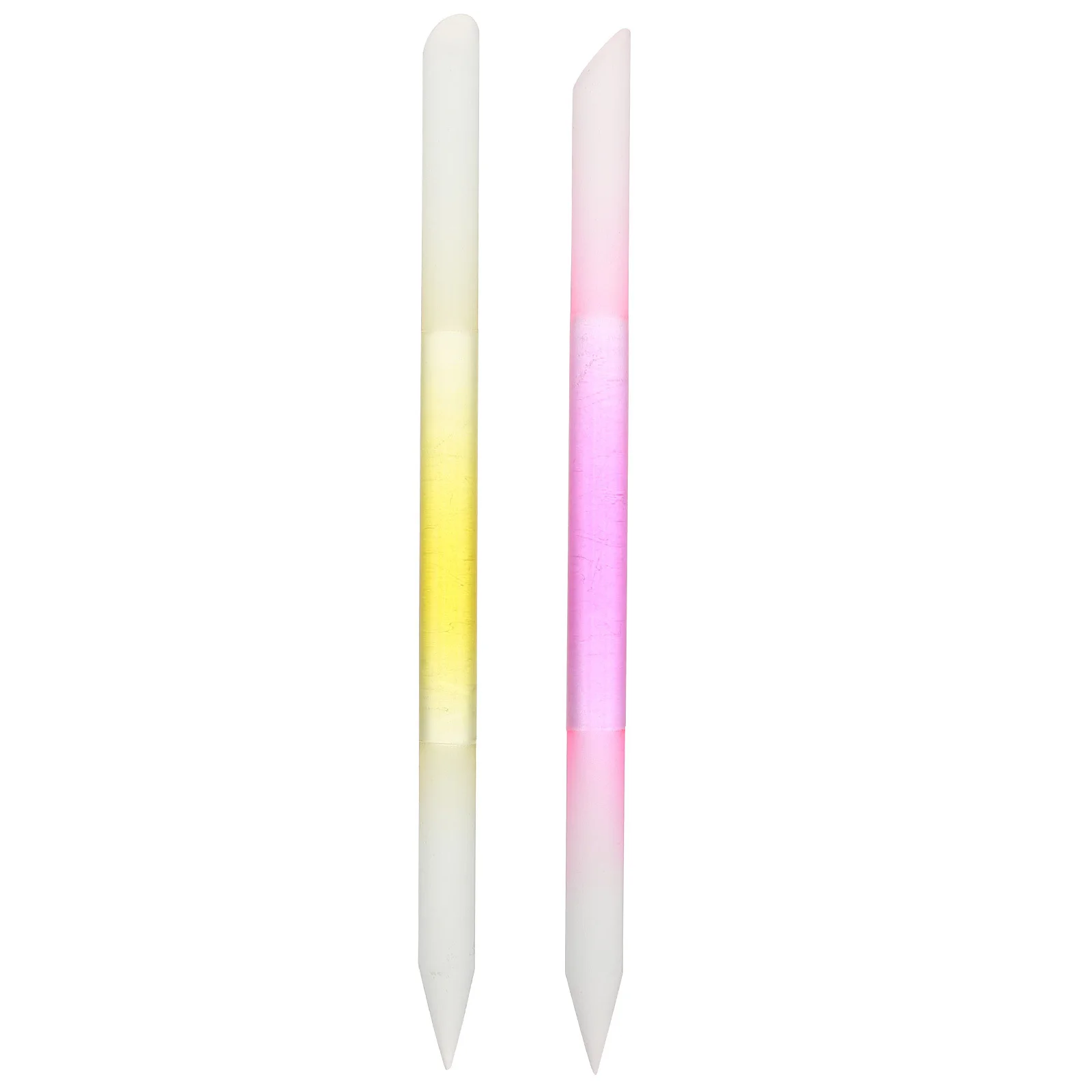 

2Pcs Nail File Semi-Transparent Peach Yellow Cylindrical Ergonomic Shape Smooth Edge Efficient Nail Shaper Natural