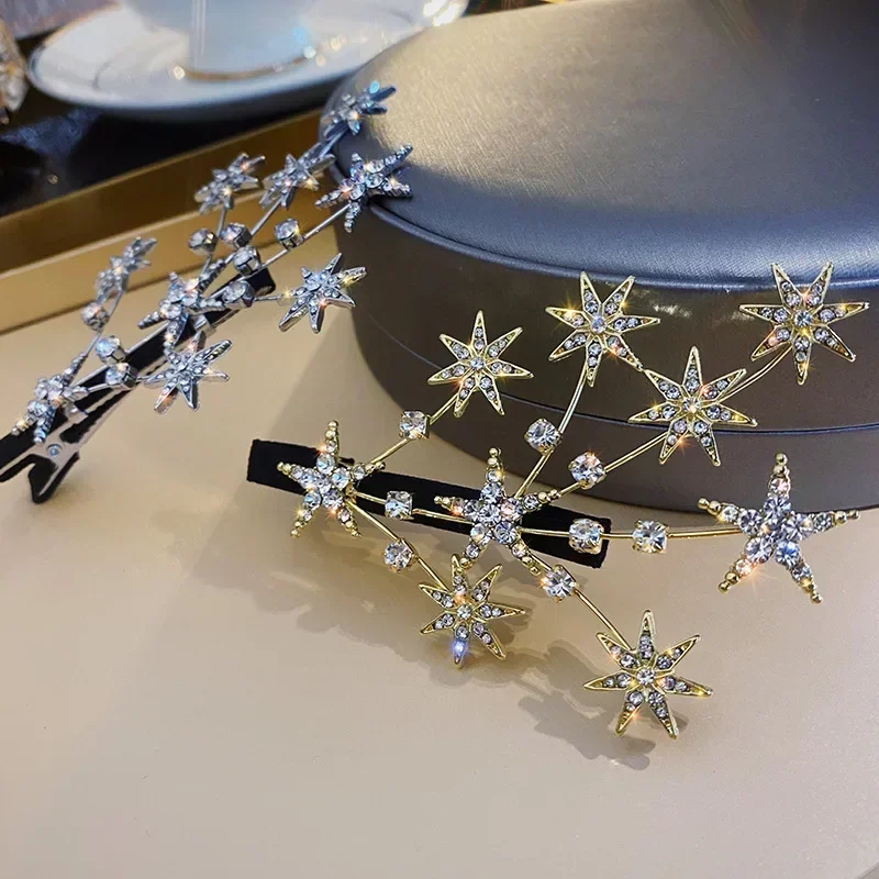 Fashion Women Hair Clip Bling Rhinestone Stars Branchs Headwear Girls Big Hairpins Bangs Clip