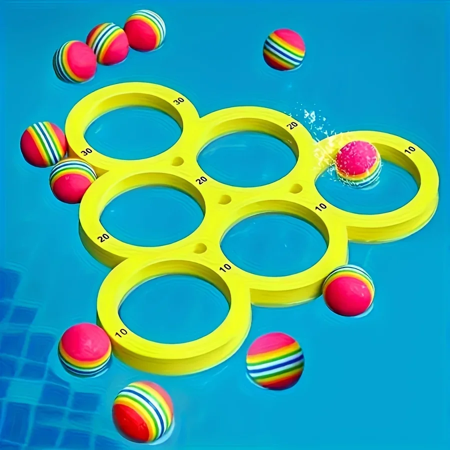 Swimming Pool Toss Game Set, Family Water Sports Floating Pool Toys, Throwing Ring Score Game Set Water Game Mat