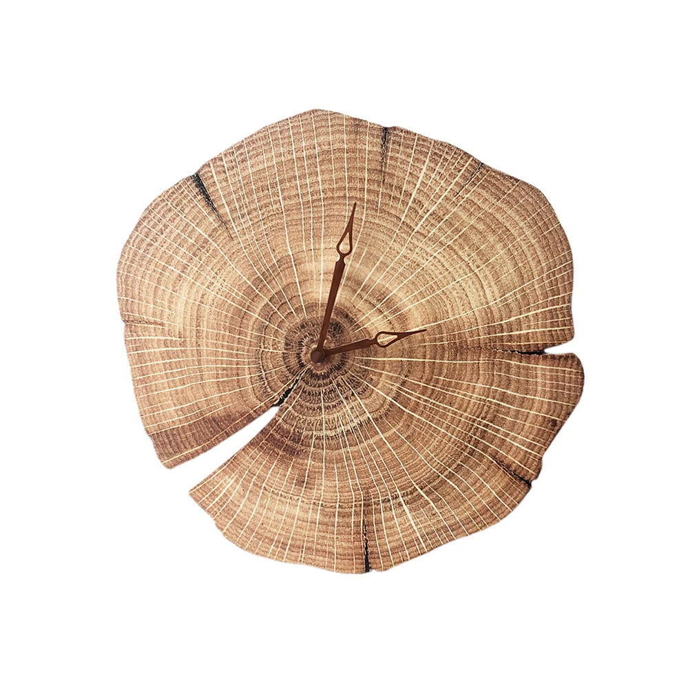 

Retro Wall Decorative Silent Wall Clock Art Wood Hanging Clock Grain Design Elegant Bedroom Living Room