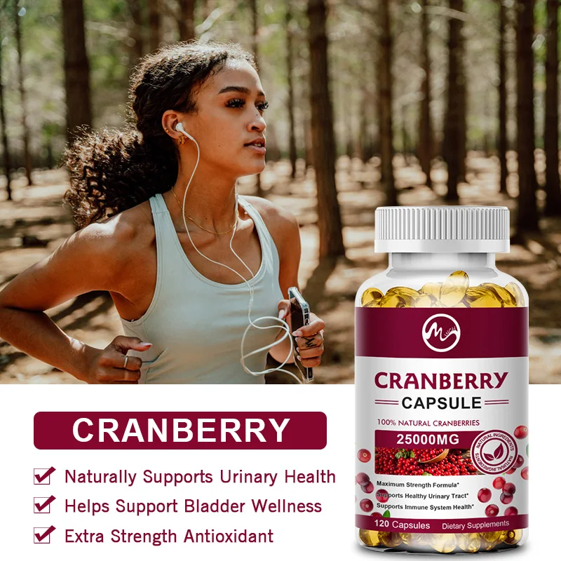 Minch Organic Cranberry Extract 25000mg Soft Capsules Rich Vitamin C Supplement Gluten-Free For Adults Easy To Swallow 60 Cap