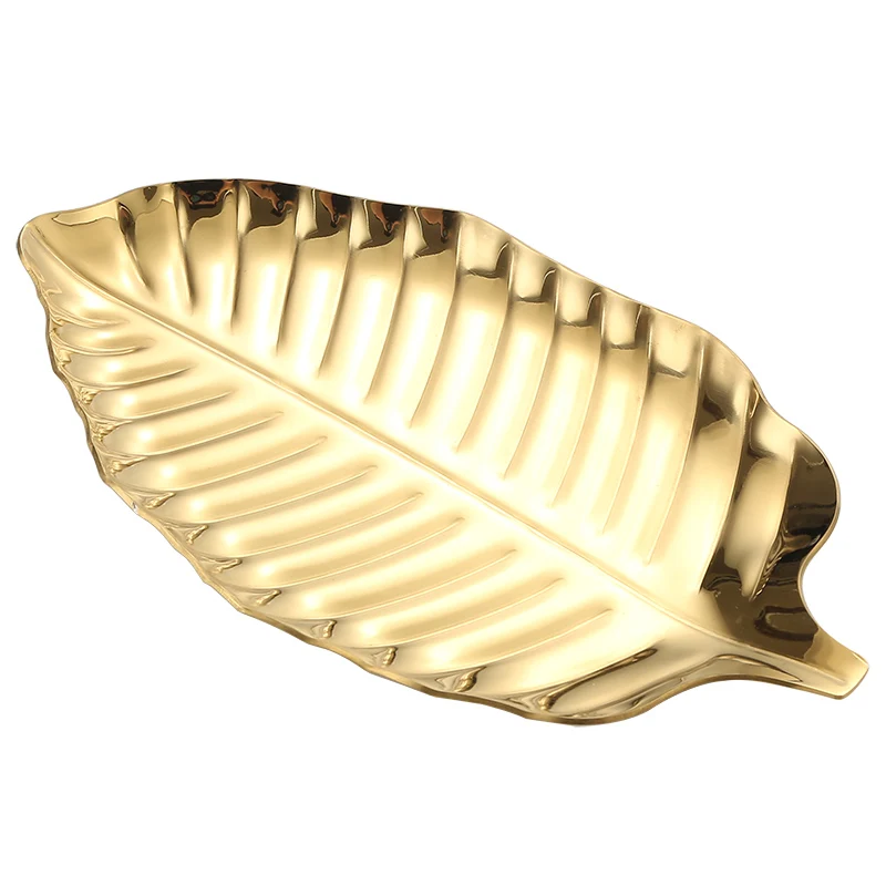 304 stainless steel leaf-shaped tray, creative restaurant dessert pastry silver gold hotel towel jewelry