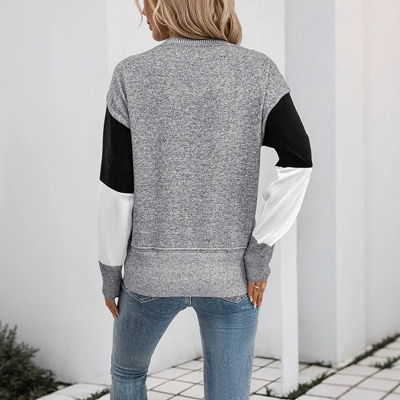 

Autumn Winter Women's Casual Sweater Knitted Top Mid-Thi Long Sve round Ne Pullover Soft Medium-Ari Knitwear
