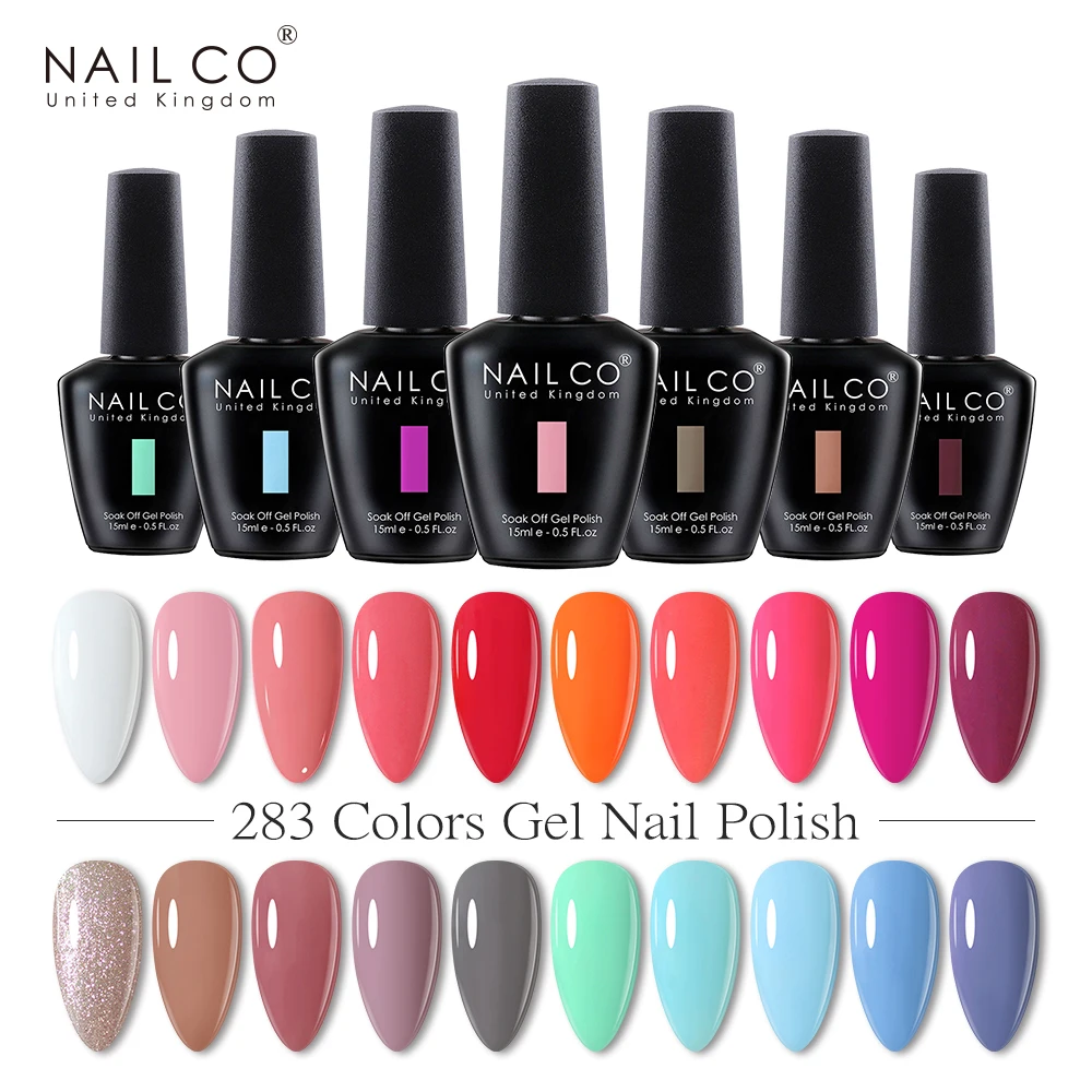 NAILCO 15 مللي عارية الألوان هلام طلاء الأظافر مجموعة شبه دائمة UVLacquer الورنيش نقع قبالة ماتي قاعدة معطف الأظافر هلام الفن تصميم