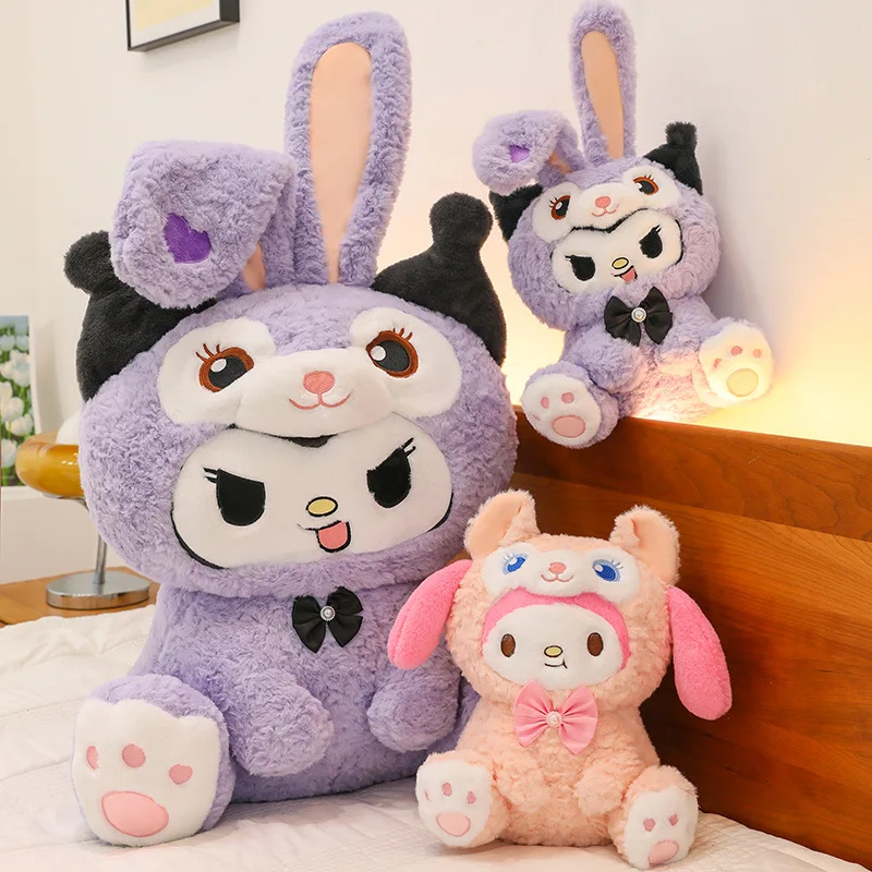 Sanrio Hello Kitty Anime Kuromi Melody Cartoon Cute Plush Costume Stuffed Dolls Kawaii Cushion Pillow Toy Birthday Gift For Girl