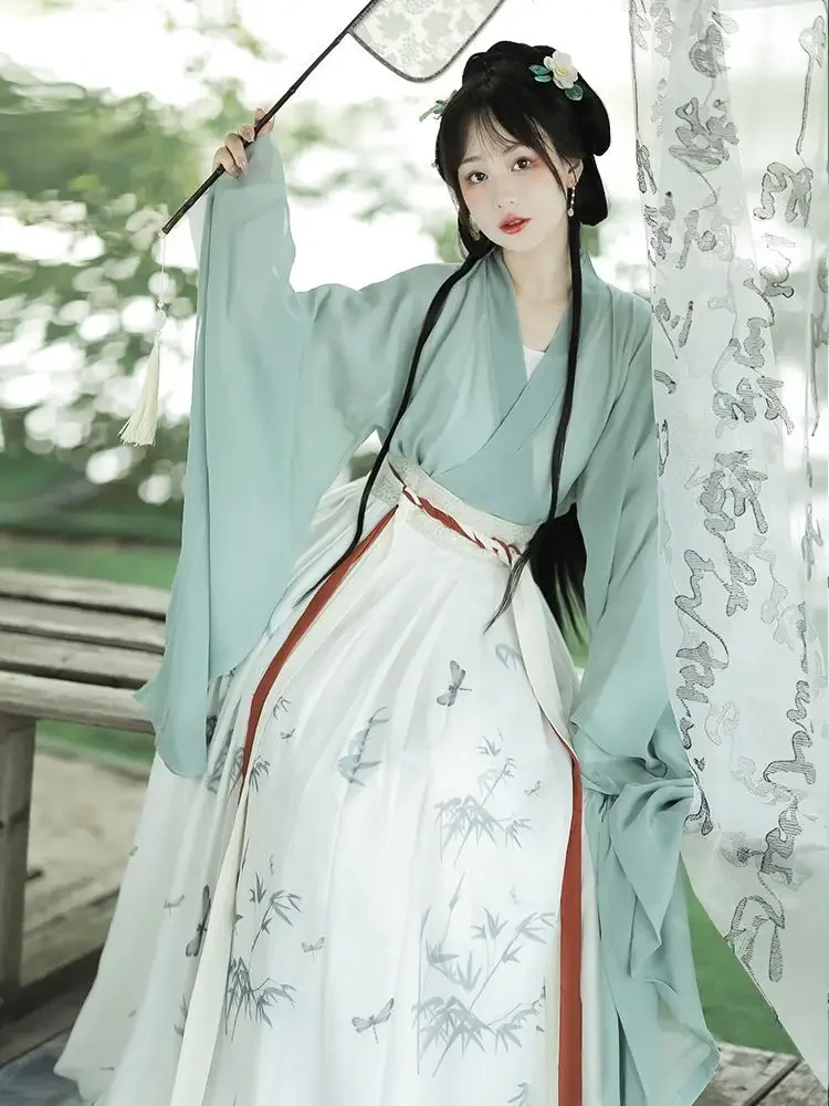 Original Hanfu Dress Female Wei Jin Improved Ancient Costume Cosplay Daily Wide Sleeve Fairy Skirt Ancient Chinese Style Dress