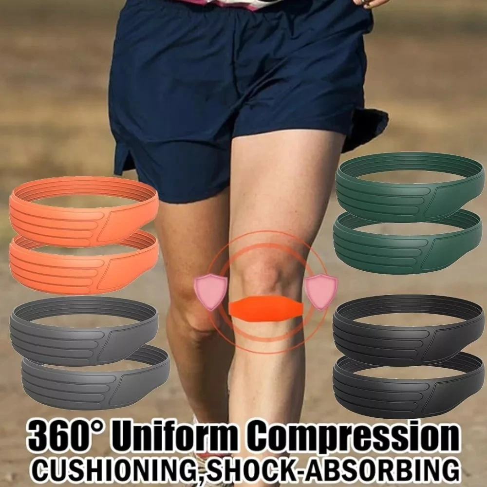 1pair Patella Tendon Knee Strap For Pain Relief Basketball Stabilizer Brace Silicone Band Elasticity Fixed Patellar Ring