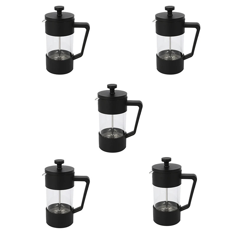 

5X French Press Coffee & Tea Maker 12Oz, Thickened Borosilicate Glass Coffee Press Rust-Free And Dishwasher Safe,Black