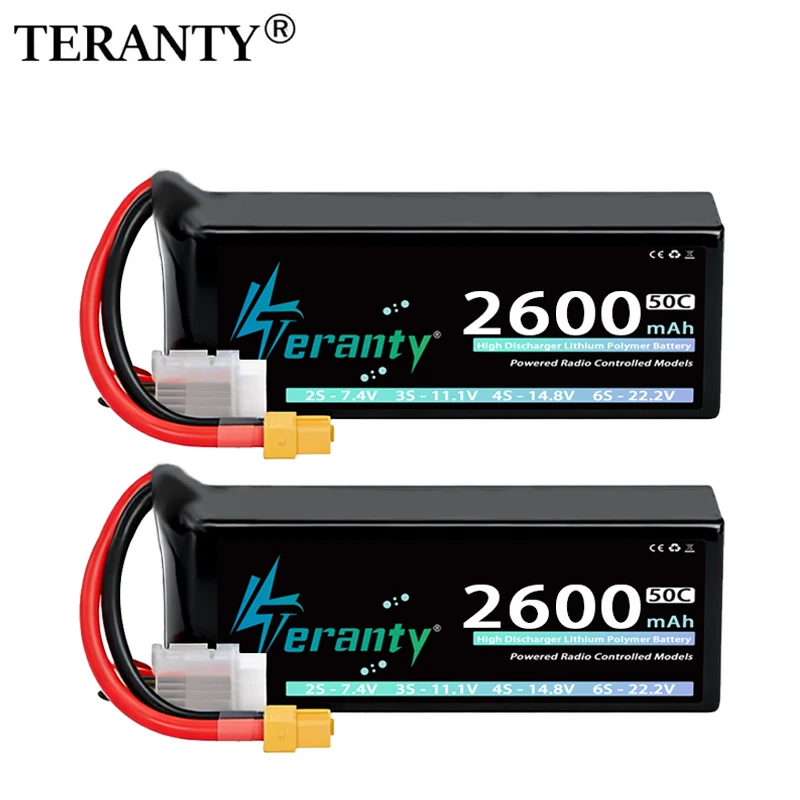 1/2Pcs Teranty 4S 2600mAh 14,8V 50C/100C Lipo Batterie Softcase mit T XT60 Stecker für RC Auto Boot RC FPV Drone Hubschrauber Lkw